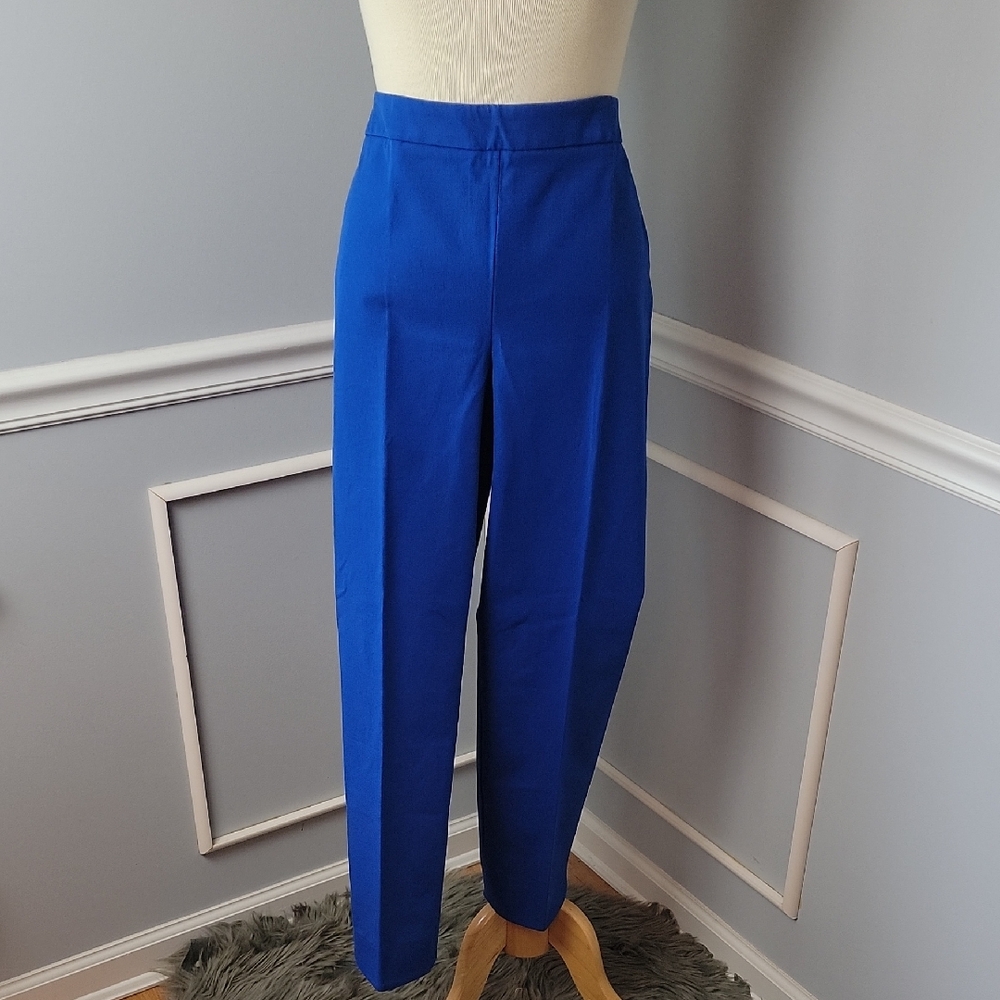 TALBOTS NeW Chatham Royal Blue Flat Front Side Zip Slim Leg Ankle Cropped Pants